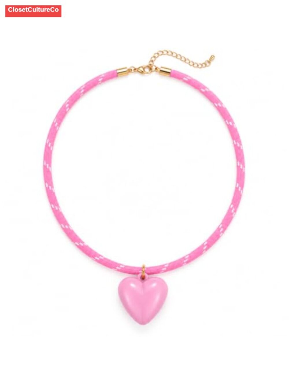 Women Chunky Heart Pendant Necklace Paracord Cord Adjustable 18in Statement Y2K